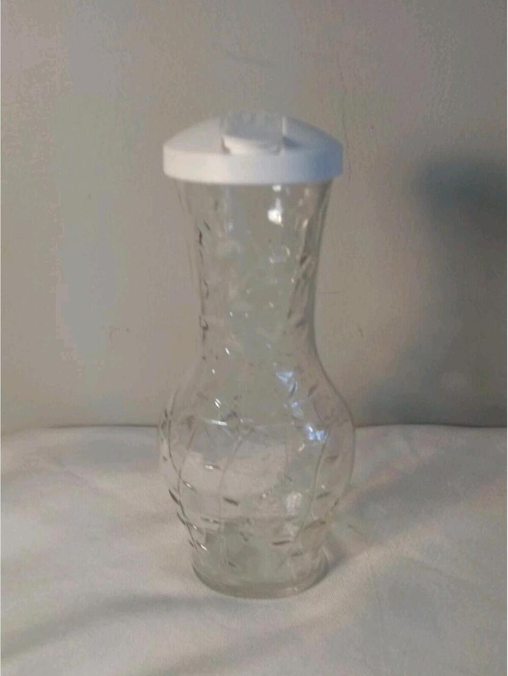 Good Seasons Salad Dressing Cruet Shaker Bottle Glass Lid Vine Embossed